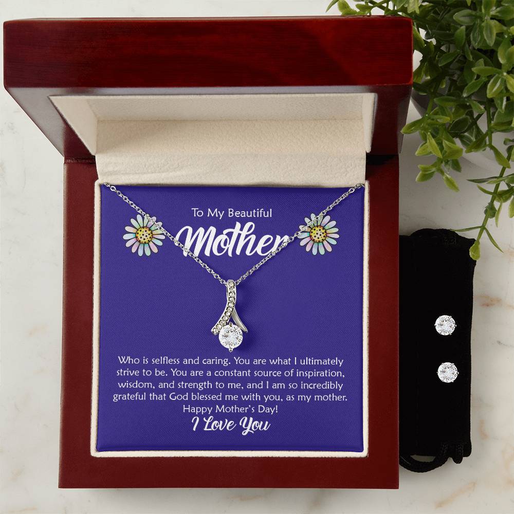 Beautiful Mother, Selfless and Caring - Alluring Beauty Necklace and Earring Set