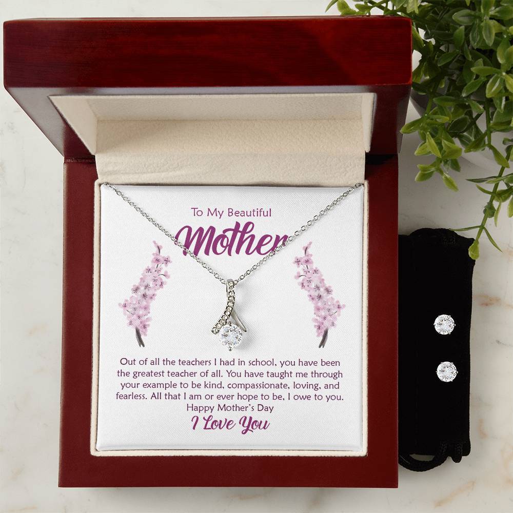 Beautiful Mother, Greatest Teacher - Alluring Beauty Necklace and Earring Set