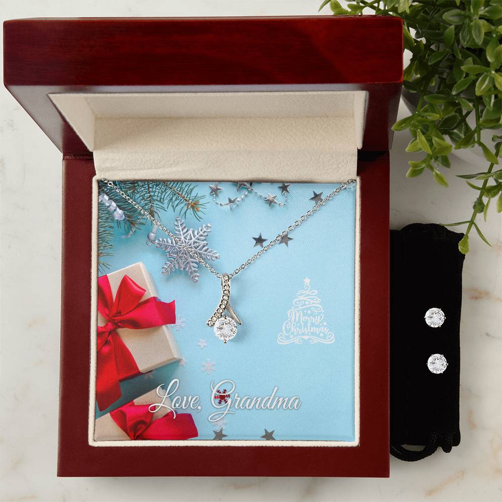Merry Christmas Love, Grandma - Alluring Beauty Necklace and Earring Set