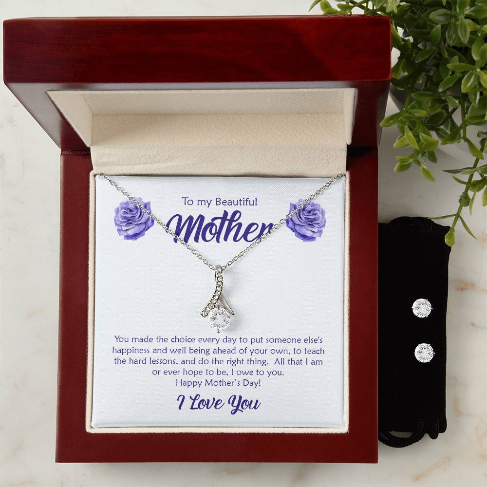Beautiful Mother, all that I am - Alluring Beauty Necklace and Earring Set