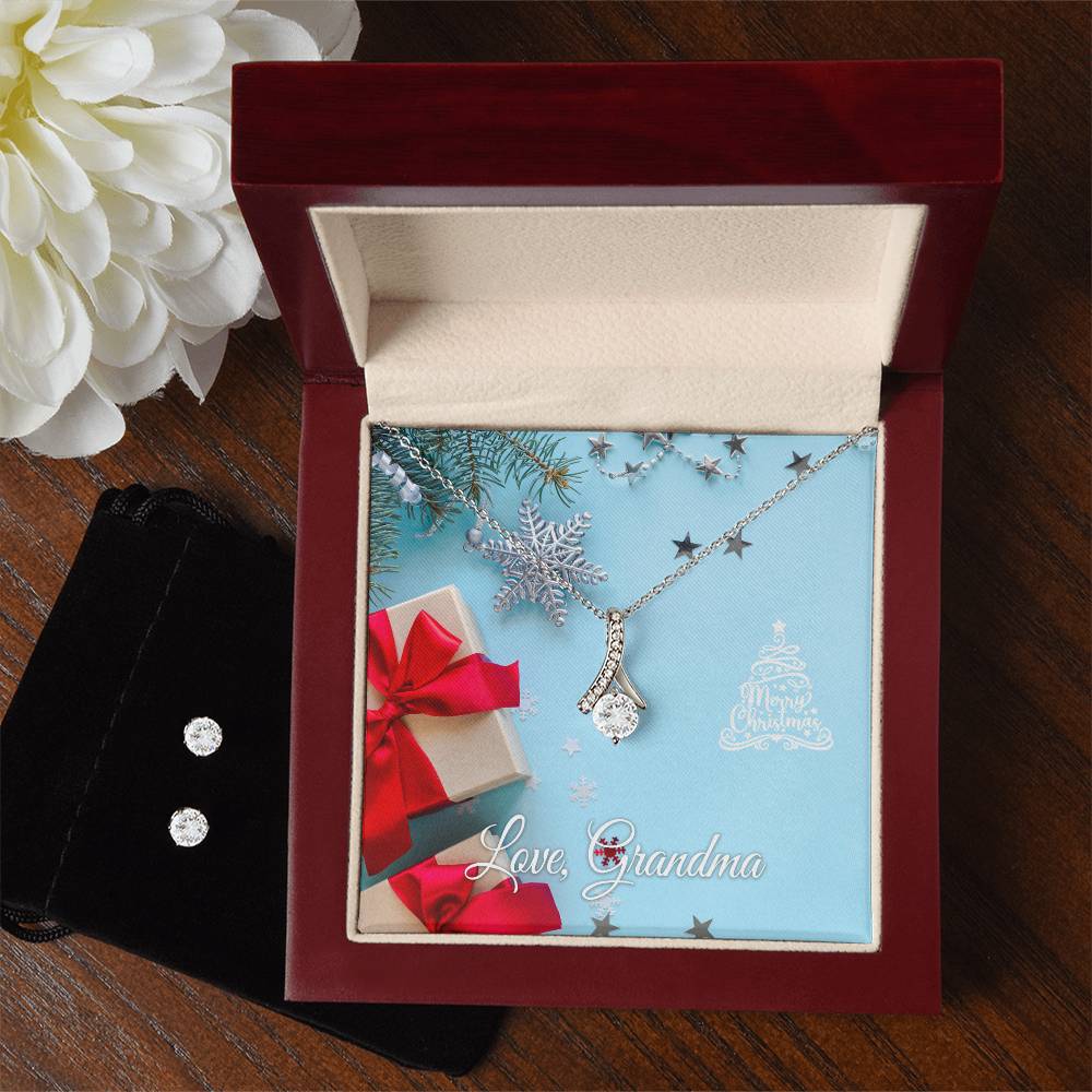 Merry Christmas Love, Grandma - Alluring Beauty Necklace and Earring Set