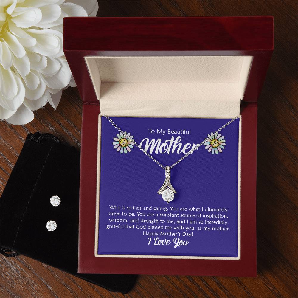 Beautiful Mother, Selfless and Caring - Alluring Beauty Necklace and Earring Set