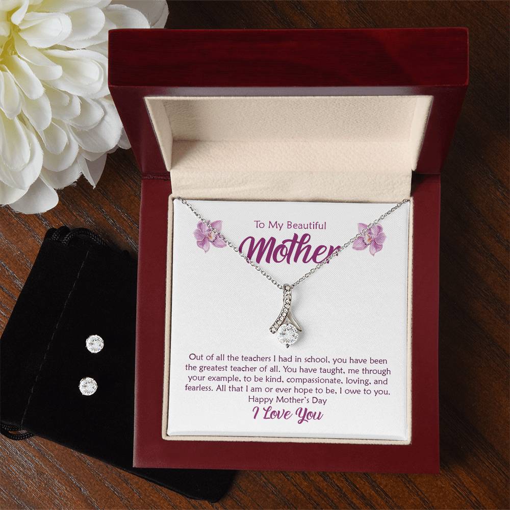 Beautiful Mother, Greatest Teacher Orchid - Alluring Beauty Necklace and Earring Set