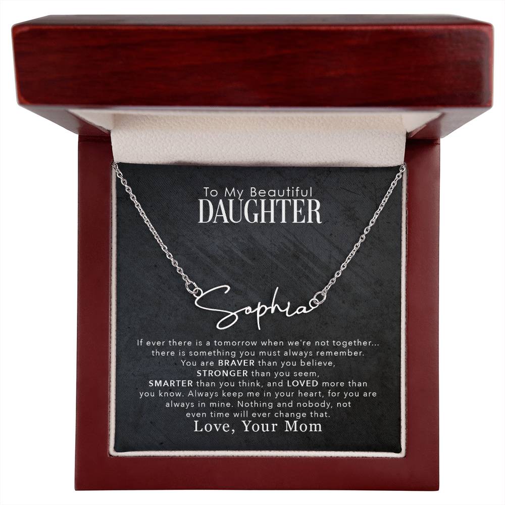 To My Daughter - love more than you know Personalized Signature Name Necklace