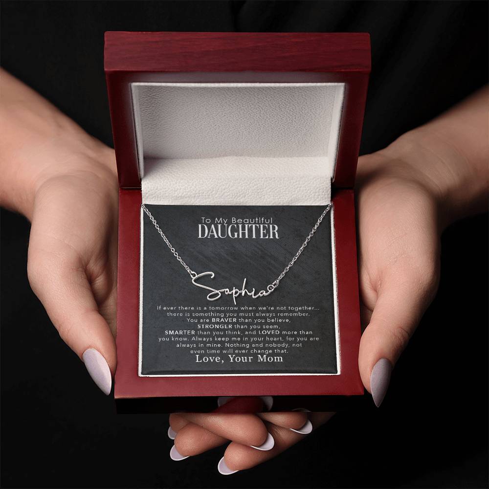 To My Daughter - love more than you know Personalized Signature Name Necklace