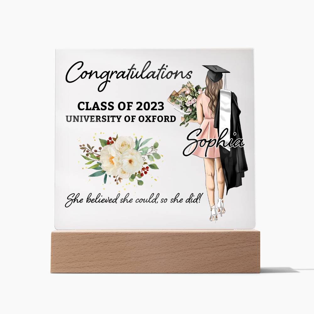 Acrylic Square_Graduation with Personalization(1) -  LED Base Available