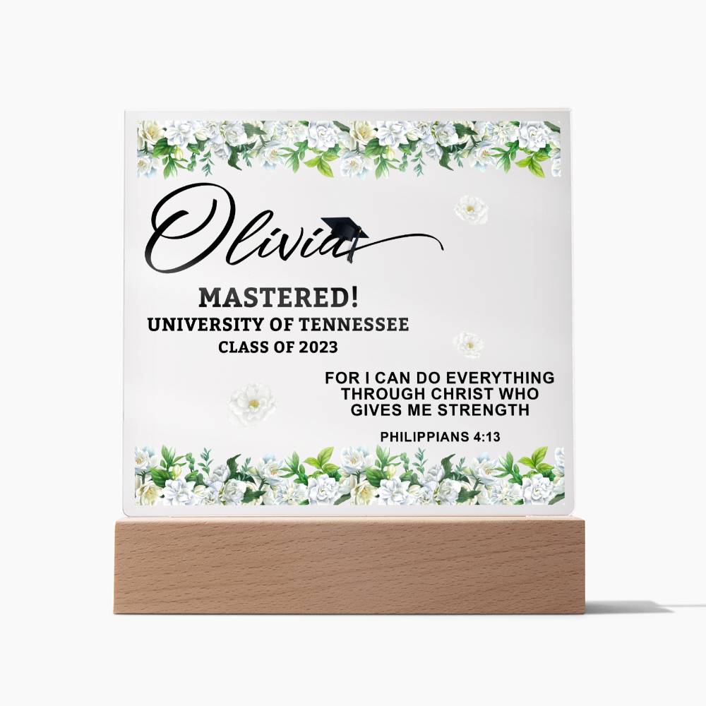 Acrylic Square_Graduation Religion -LED Base Available