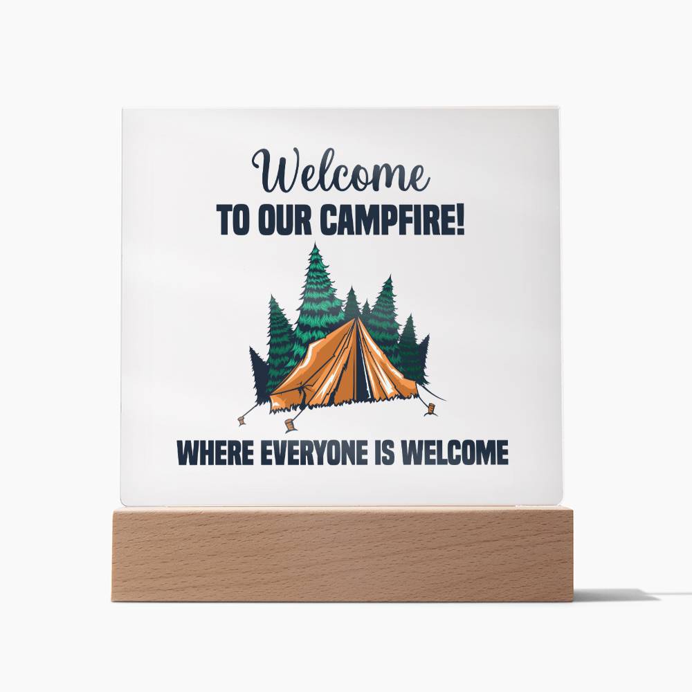 Acrylic Square Design_Camping - LED Base Available