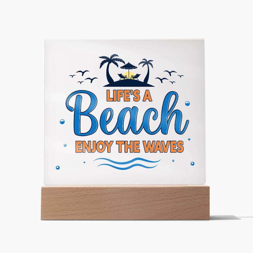 Acrylic Square Design_Beach Waves -Acrylic Square LED Base Available