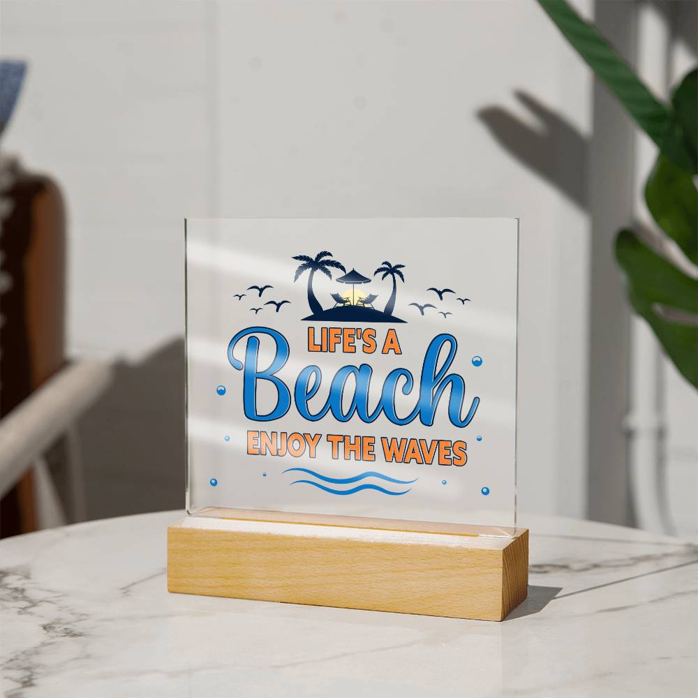 Acrylic Square Design_Beach Waves -Acrylic Square LED Base Available