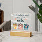 Acrylic Square Design_Pets Cats -  LED Base Available