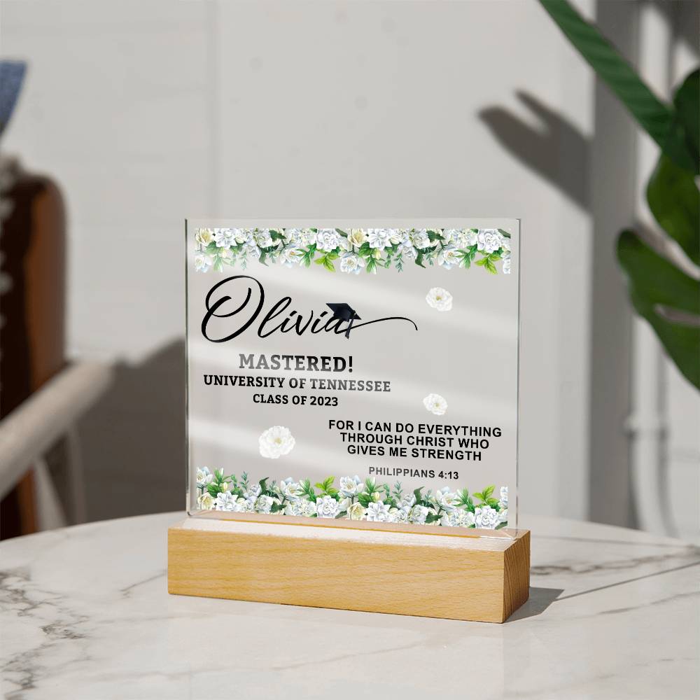 Acrylic Square_Graduation Religion -LED Base Available