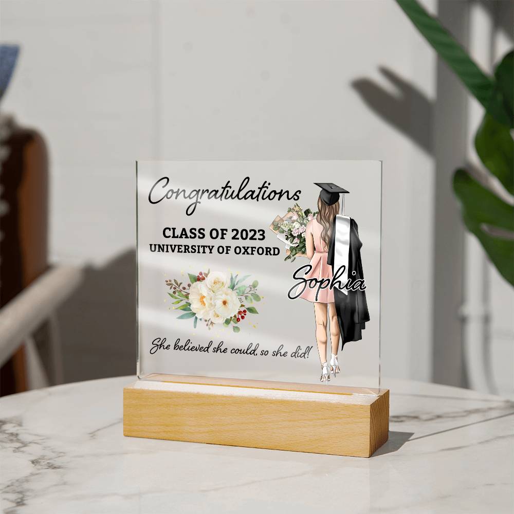 Acrylic Square_Graduation with Personalization(1) -  LED Base Available
