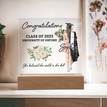 Acrylic Square_Graduation with Personalization(1) -  LED Base Available