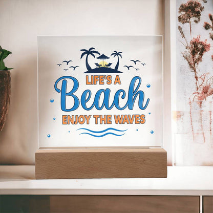 Acrylic Square Design_Beach Waves -Acrylic Square LED Base Available