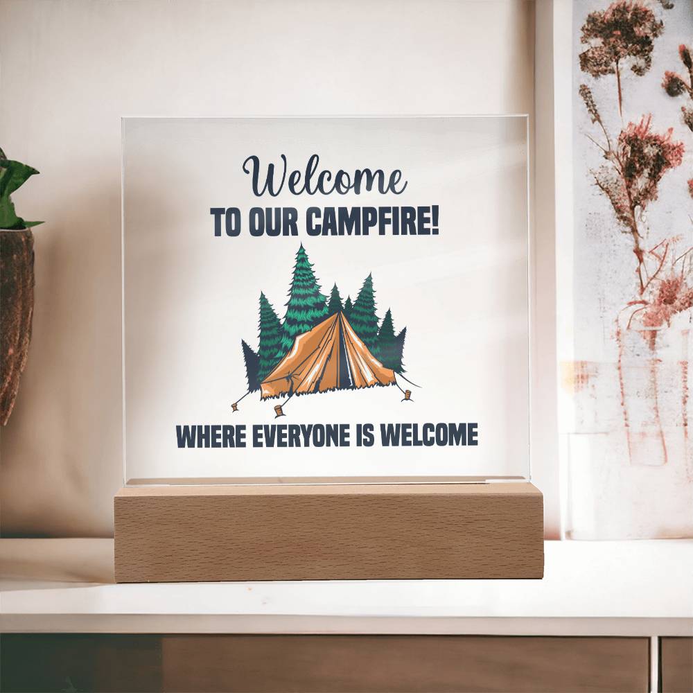 Acrylic Square Design_Camping - LED Base Available