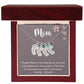 Mom, Though distance may separate us, Baby foot name engraved charm necklace with birthstones