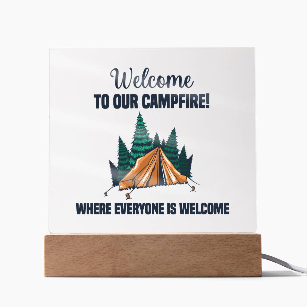 Acrylic Square Design_Camping - LED Base Available