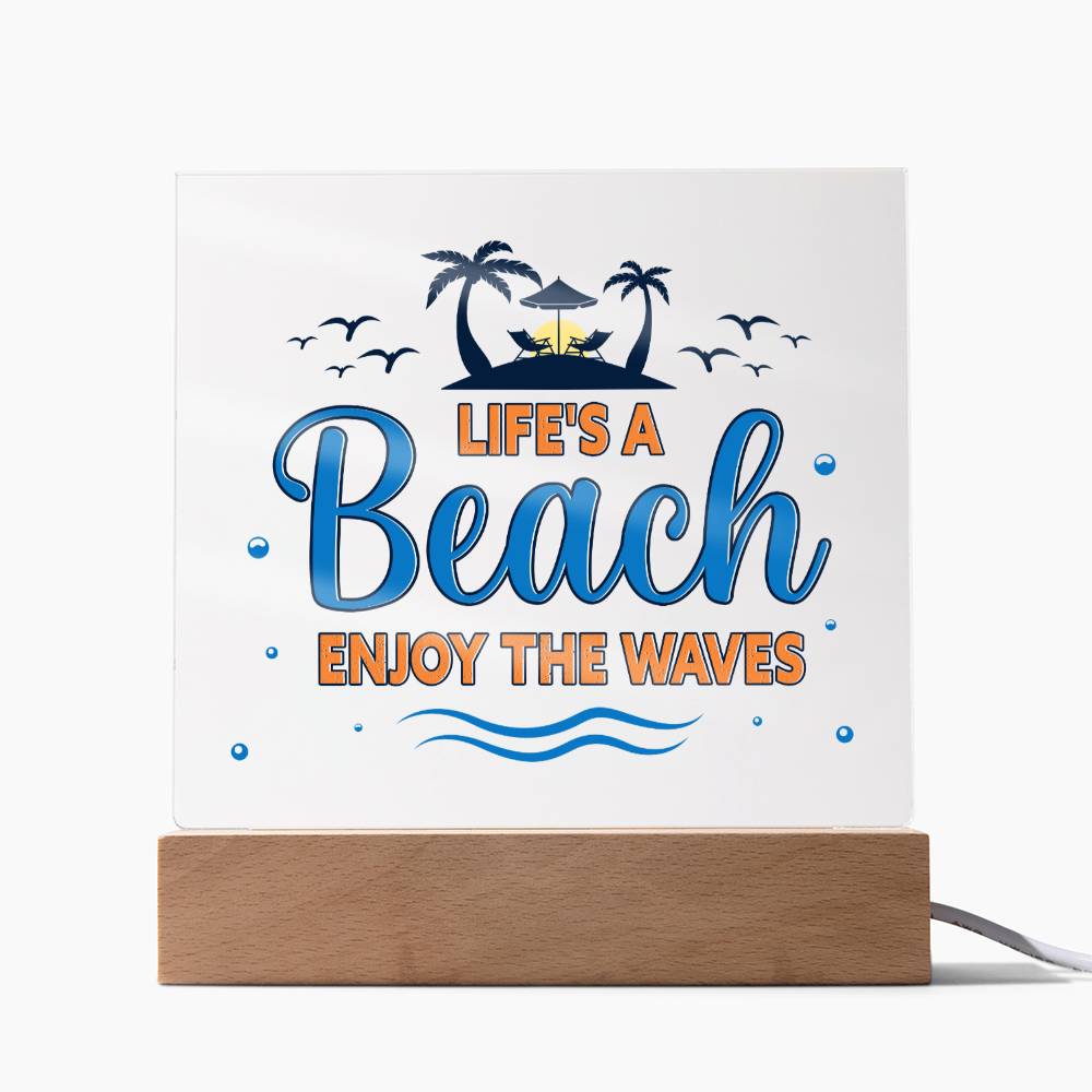 Acrylic Square Design_Beach Waves -Acrylic Square LED Base Available