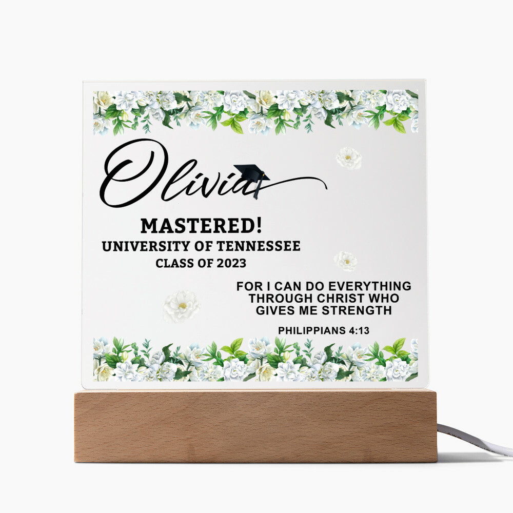Acrylic Square_Graduation Religion -LED Base Available