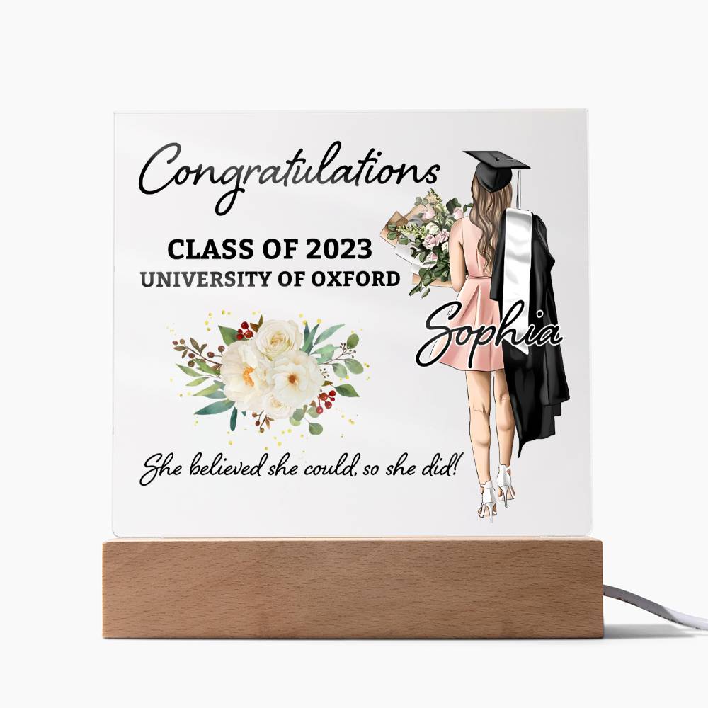 Acrylic Square_Graduation with Personalization(1) -  LED Base Available