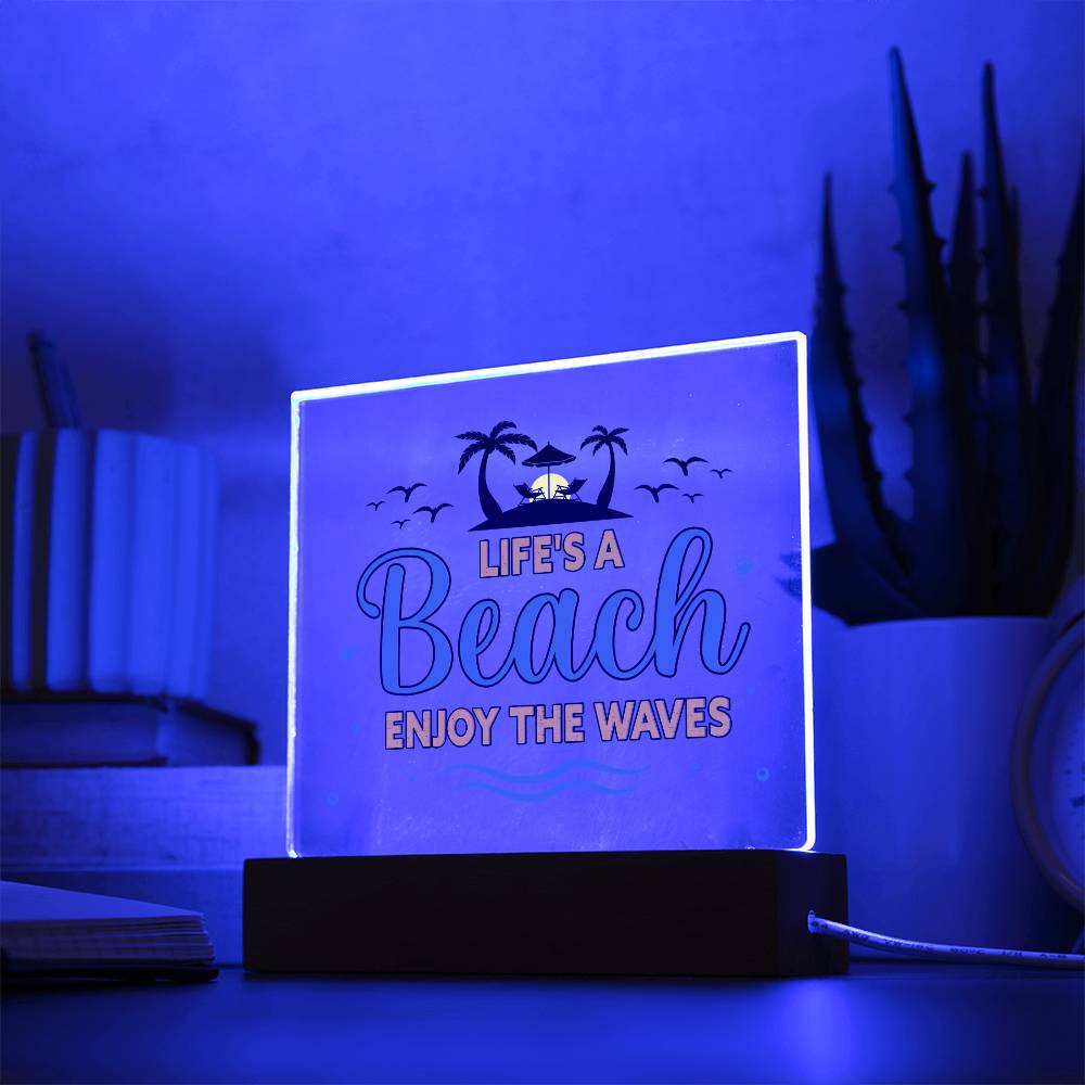 Acrylic Square Design_Beach Waves -Acrylic Square LED Base Available