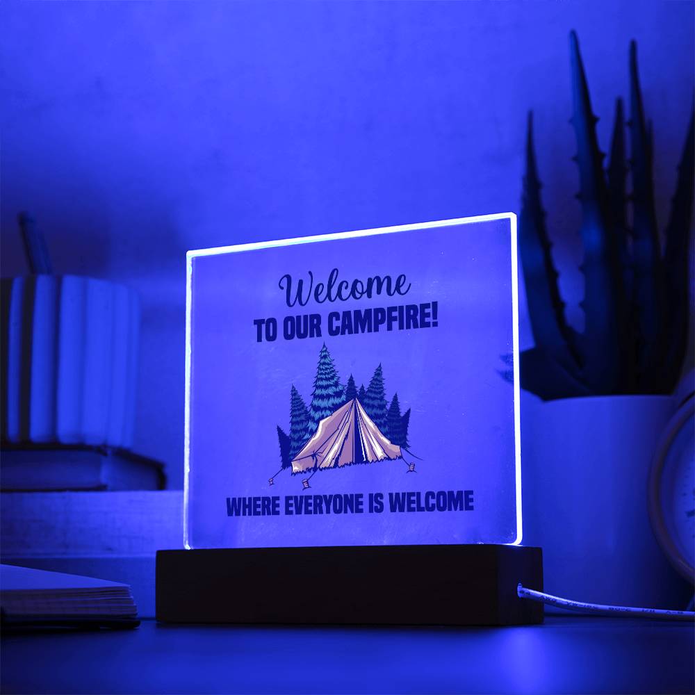 Acrylic Square Design_Camping - LED Base Available