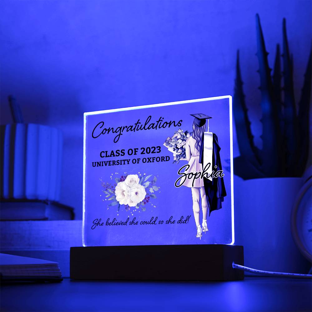 Acrylic Square_Graduation with Personalization(1) -  LED Base Available