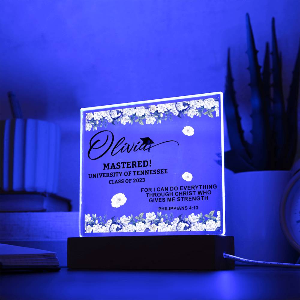 Acrylic Square_Graduation Religion -LED Base Available