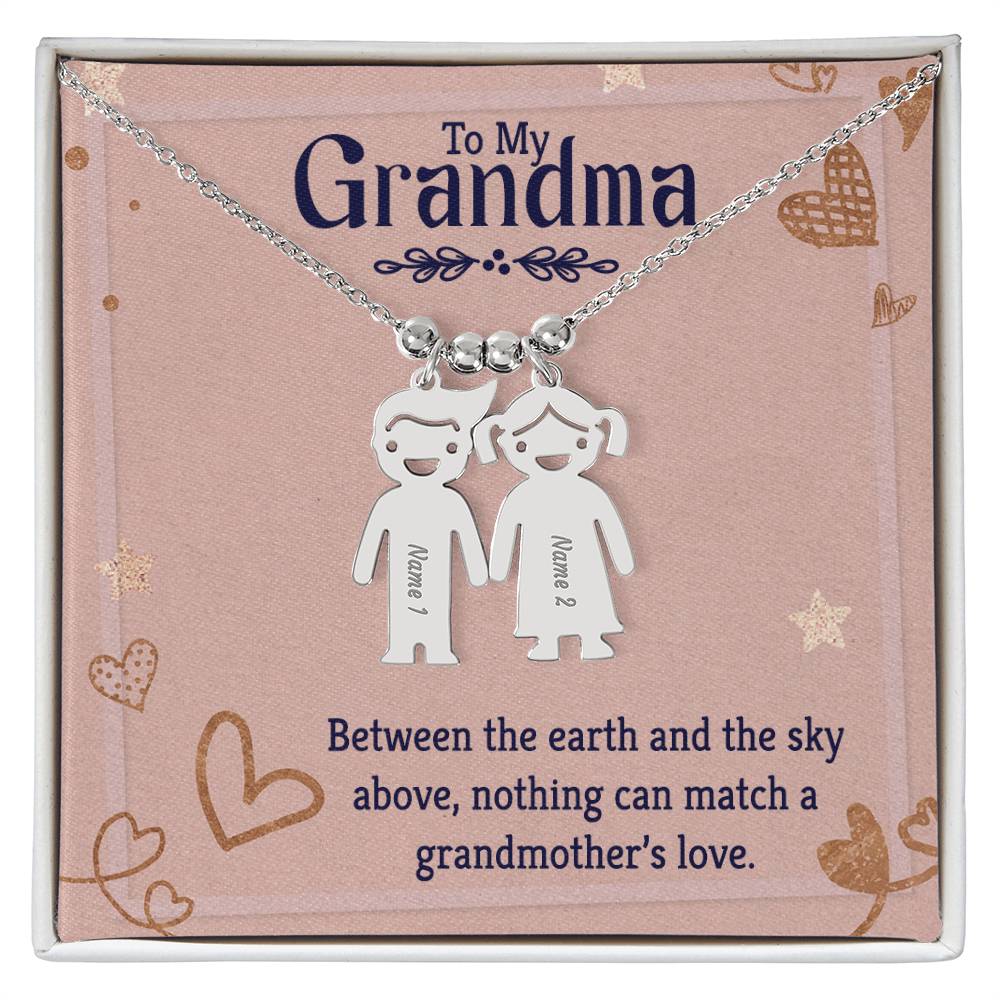 To my Grandma, Kid(s) name engraved charm necklace