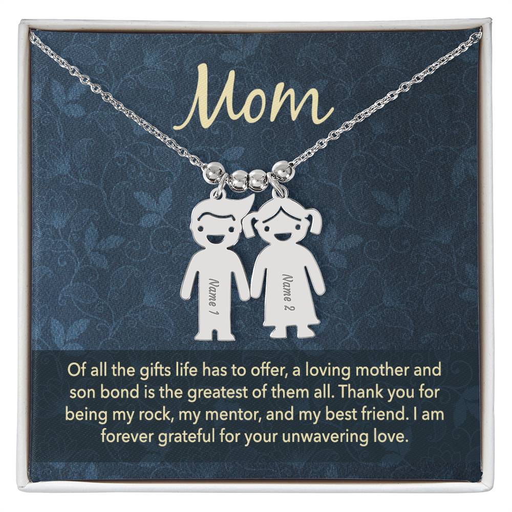 Mom, of all the gifts life has to offer, Kid(s) charm necklace with engraved name(s)