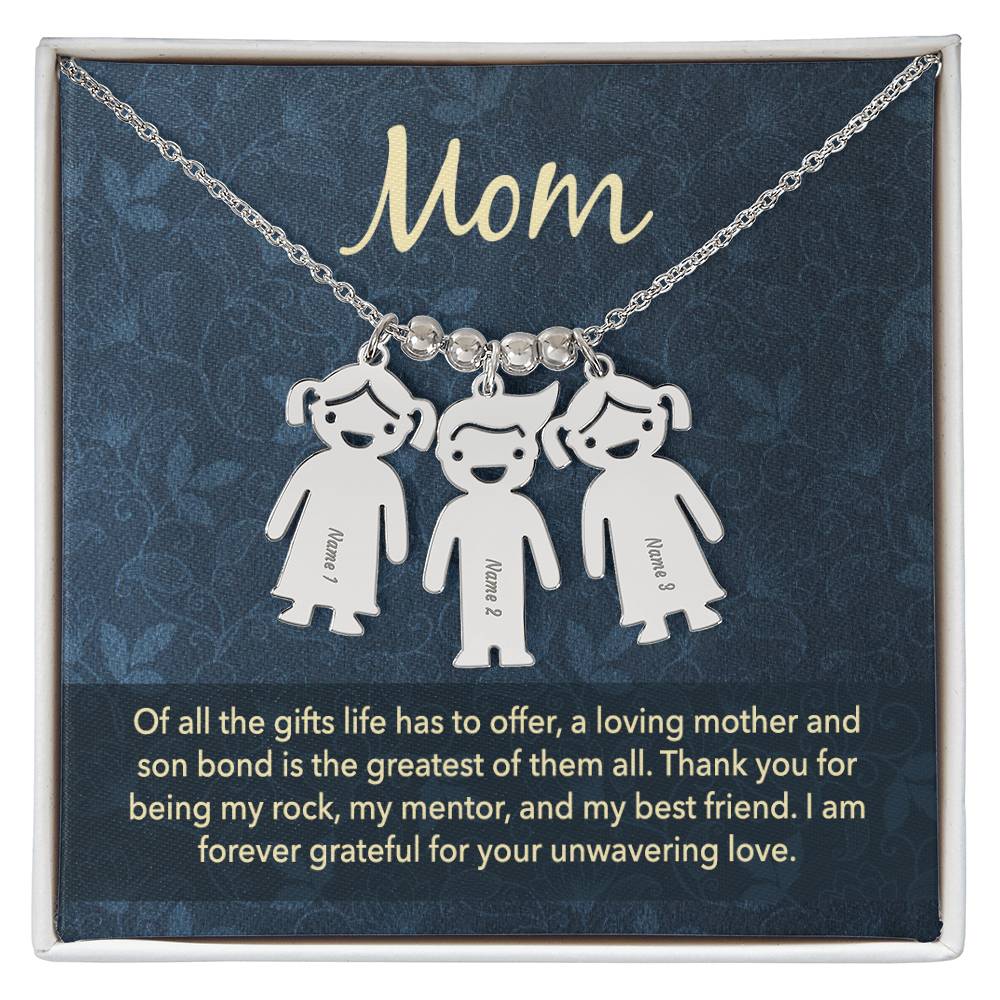 Mom, of all the gifts life has to offer, Kid(s) charm necklace with engraved name(s)