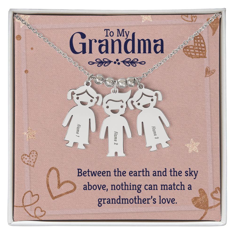 To my Grandma, Kid(s) name engraved charm necklace