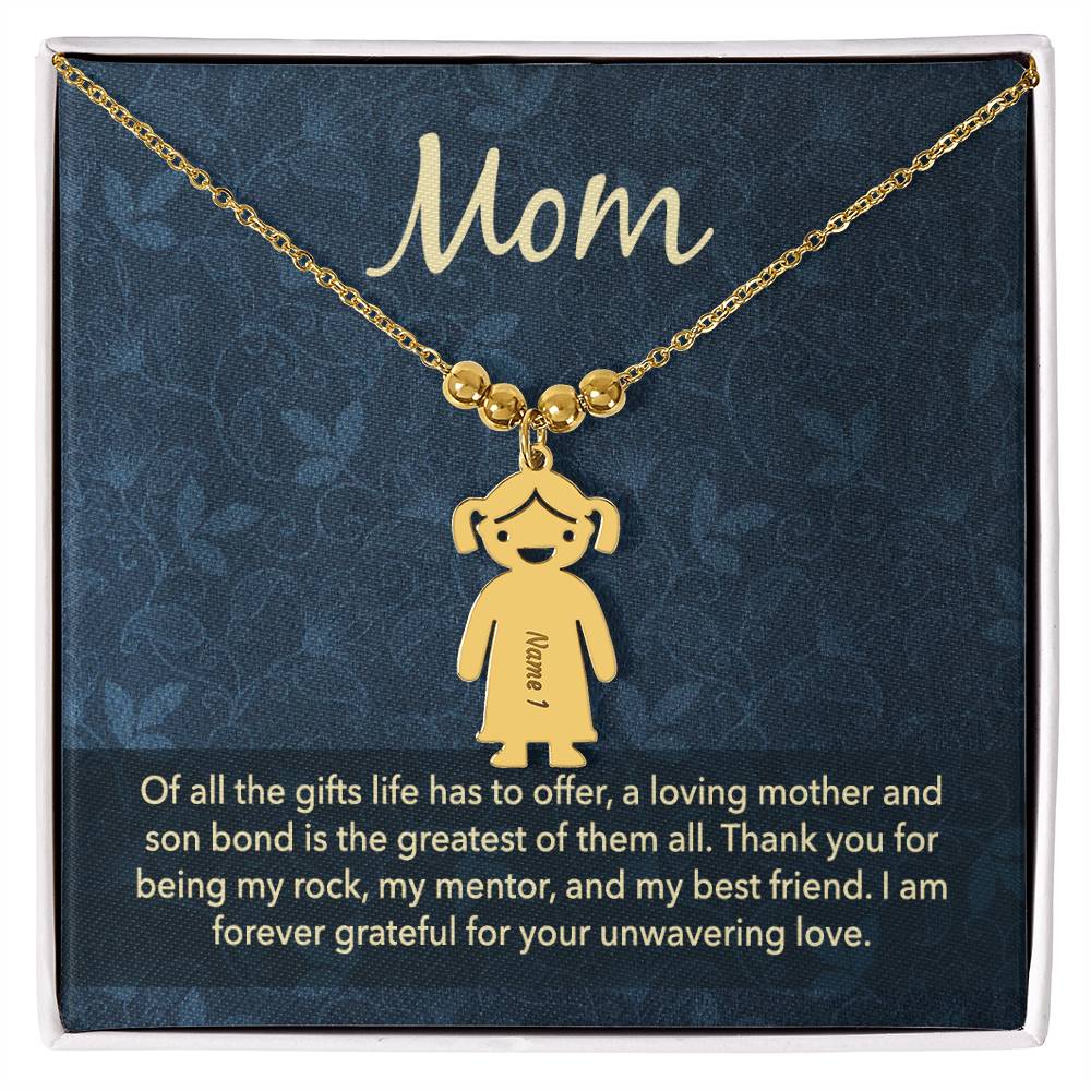 Mom, of all the gifts life has to offer, Kid(s) charm necklace with engraved name(s)