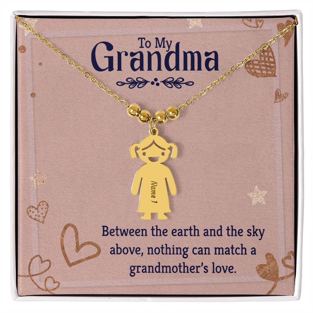 To my Grandma, Kid(s) name engraved charm necklace