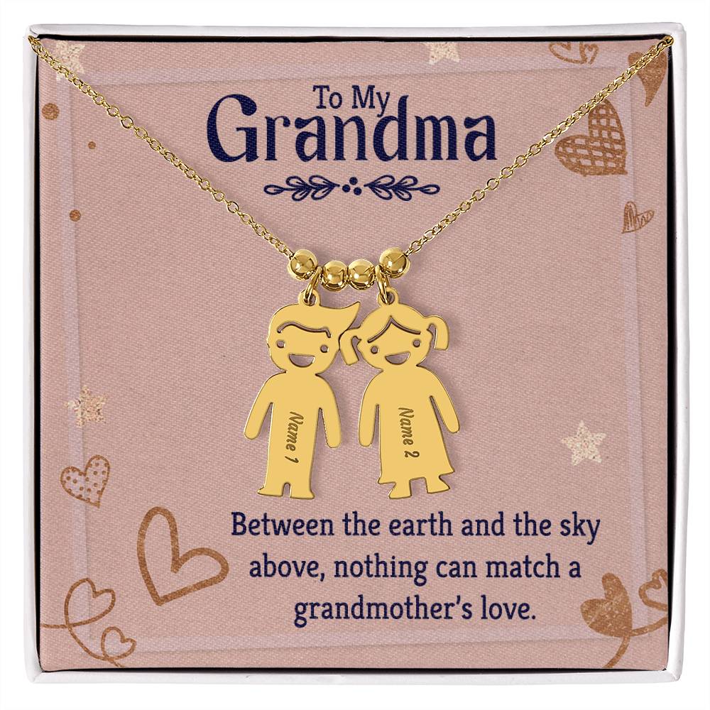 To my Grandma, Kid(s) name engraved charm necklace