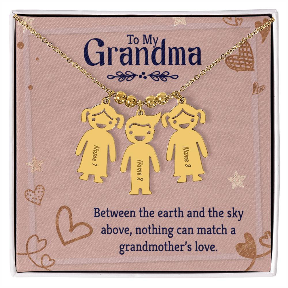 To my Grandma, Kid(s) name engraved charm necklace