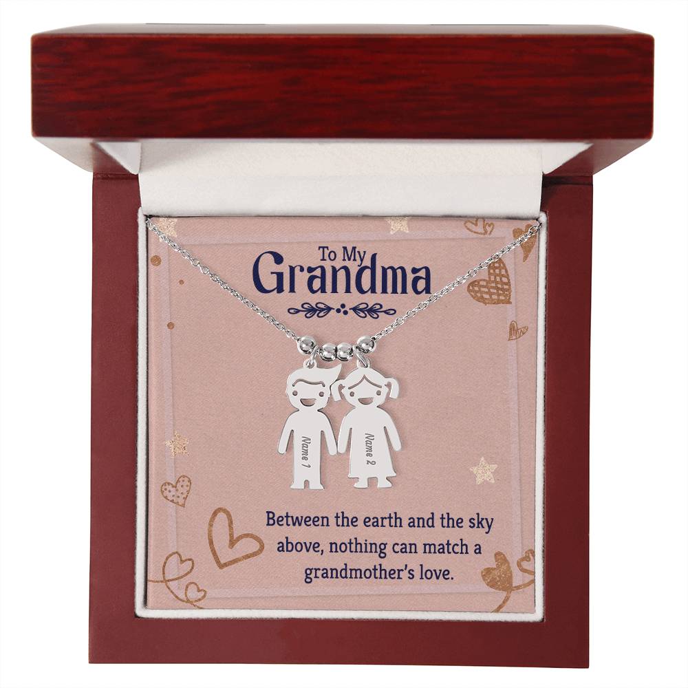 To my Grandma, Kid(s) name engraved charm necklace