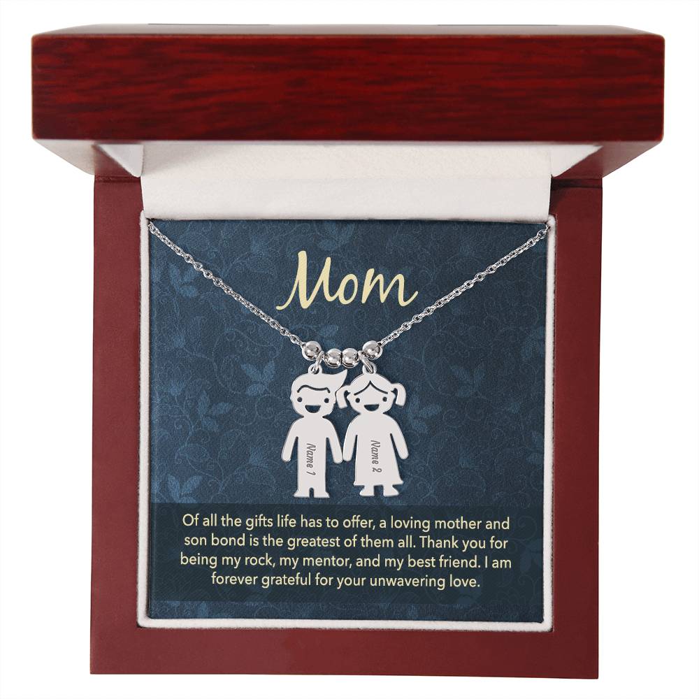 Mom, of all the gifts life has to offer, Kid(s) charm necklace with engraved name(s)