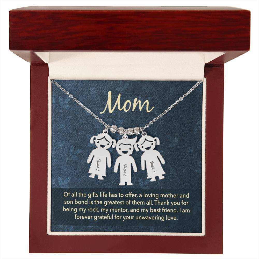 Mom, of all the gifts life has to offer, Kid(s) charm necklace with engraved name(s)