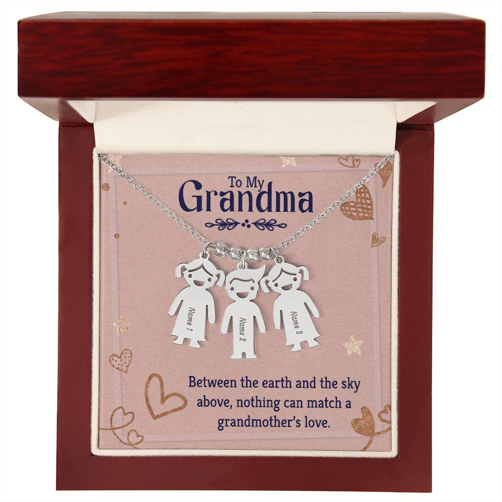 To my Grandma, Kid(s) name engraved charm necklace