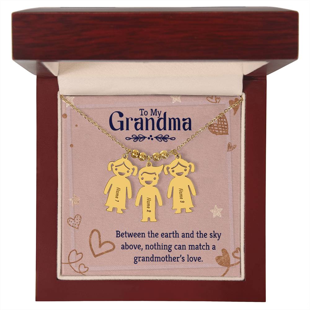 To my Grandma, Kid(s) name engraved charm necklace