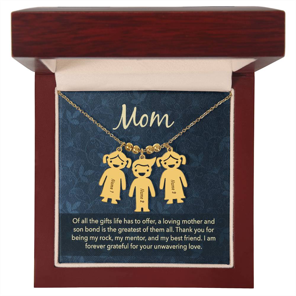 Mom, of all the gifts life has to offer, Kid(s) charm necklace with engraved name(s)