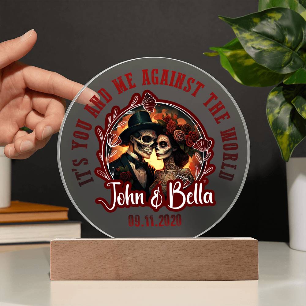 It's-you-and-me - Acrylic Circle with Wooden Base