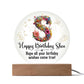 Happy-Birtday - Acrylic Circle with Wooden Base