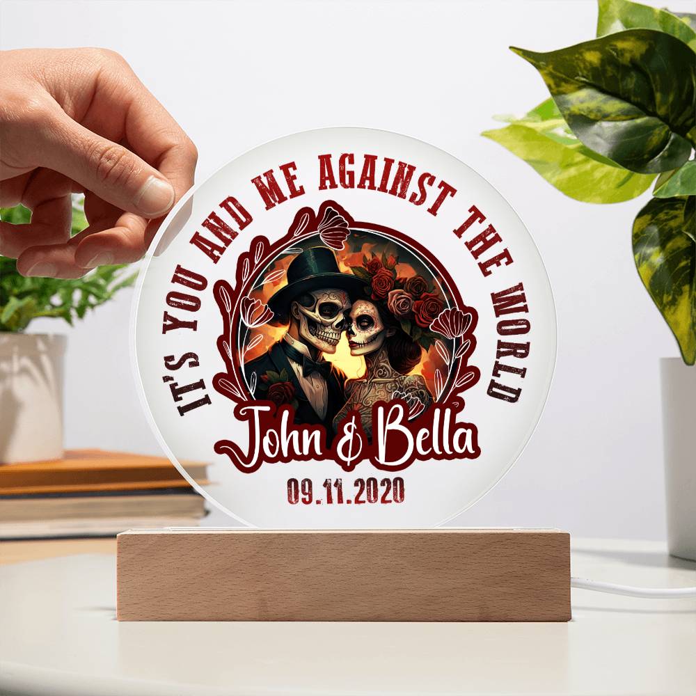 It's-you-and-me - Acrylic Circle with Wooden Base