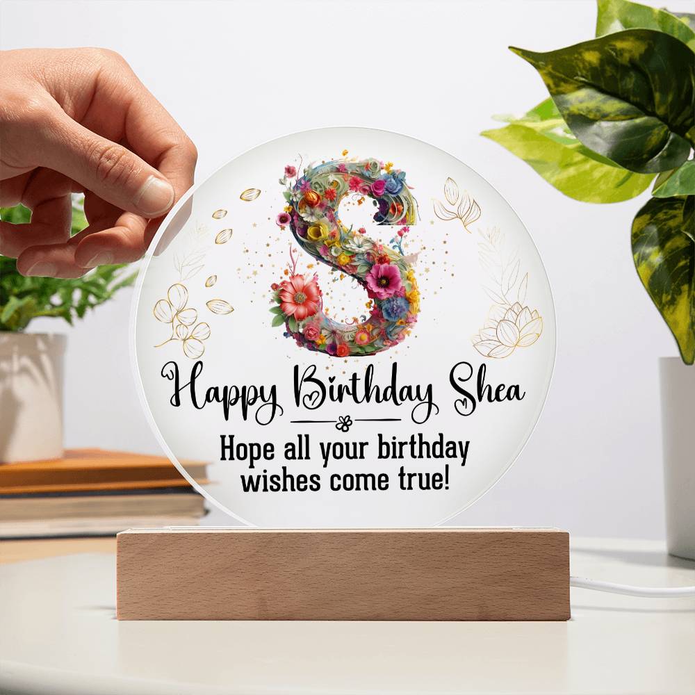 Happy-Birtday - Acrylic Circle with Wooden Base