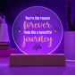Acrylic Circle-You're the reason 'forever' feels like a beautiful journey. - Acrylic Circle with Wooden Base